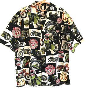 Box Office Island Motorcycle Hawaiian Shirt Medium